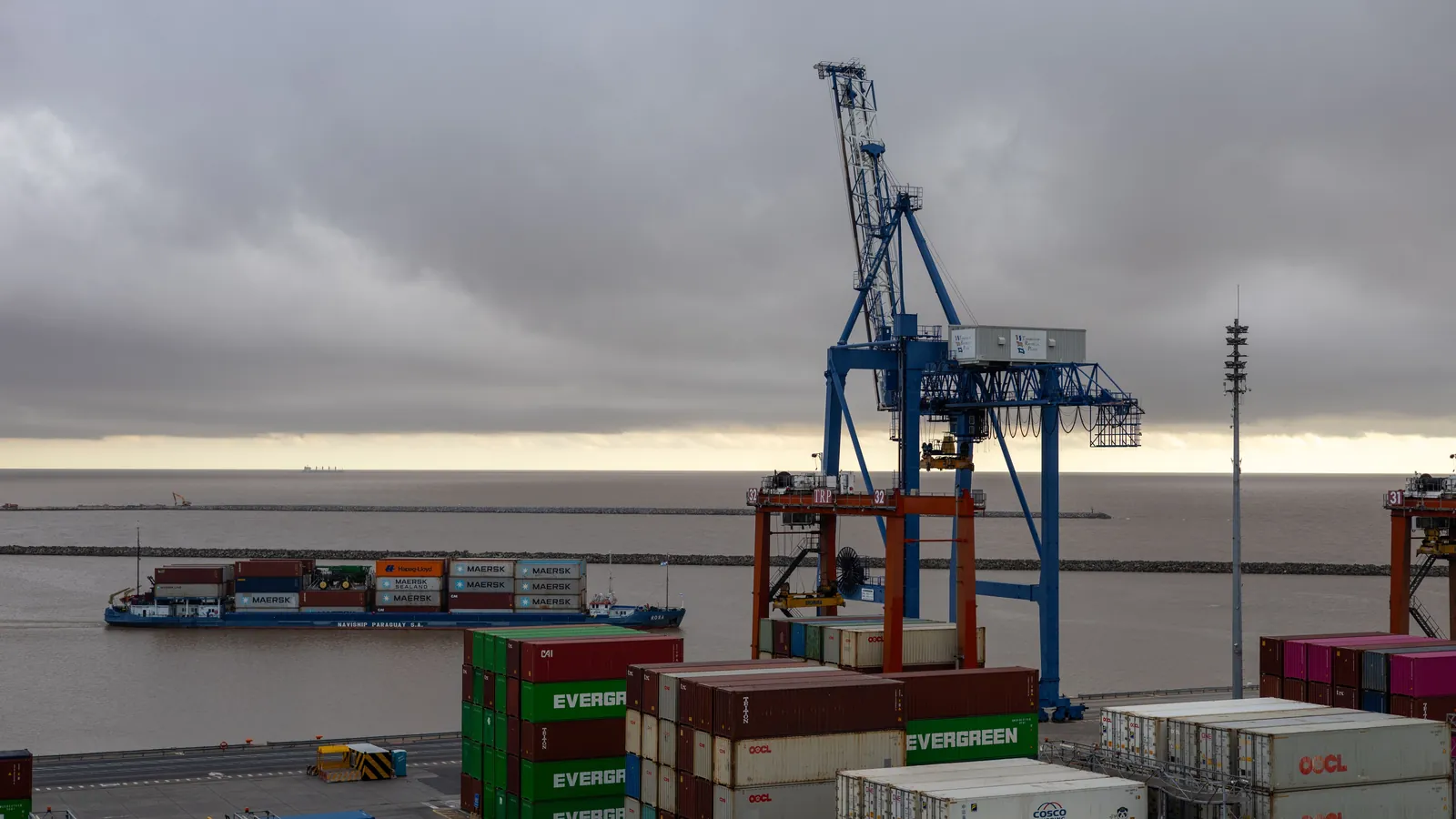 A real container port showing international trade and market entry